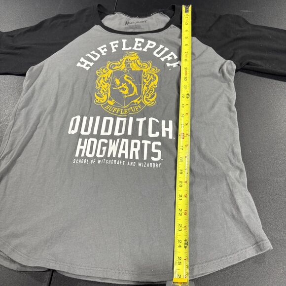 Harry Potter Shirt Hufflepuff Quidditch Womens XL 3/4 Sleeve Gray - Picture 3 of 8